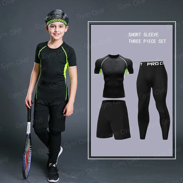 Kids Compression Shirt Boys Sport Training T shirt And Shorts